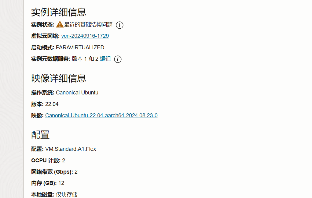甲骨文云-最近的基础结构问题